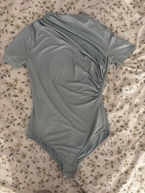 Light Blue Twist-Front Short Sleeve Top